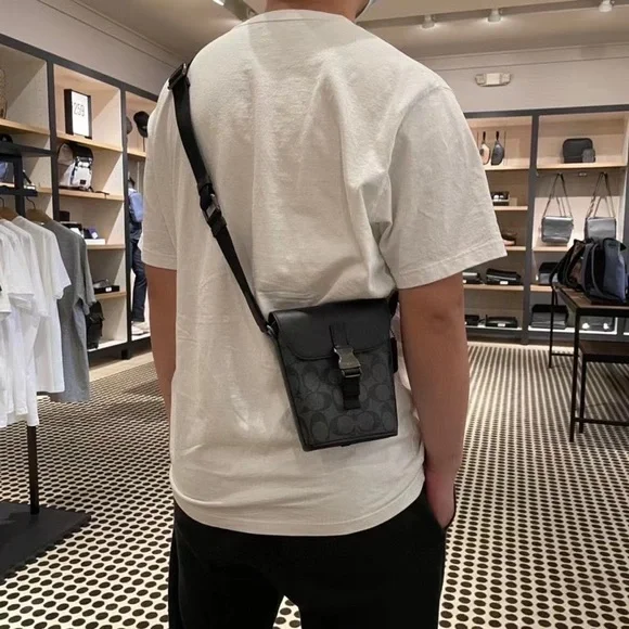 Coach Track Small Flap Crossbody In Signature Canvas - Picture 3 of 10